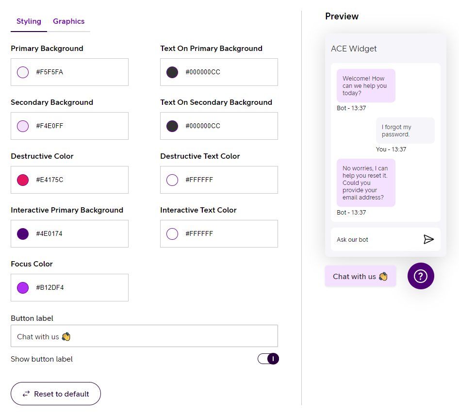Illustration of branding configuration in Widget Studio